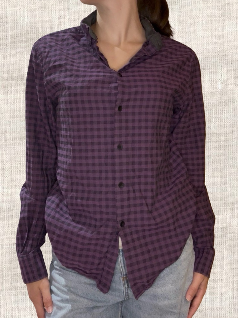 Kenneth Cole Reaction Purple Check Button-Down Shirt